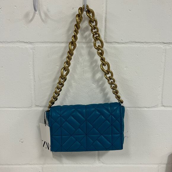 ZARA Quilted Chain Shoulder Bag Purse - Picture 2 of 12